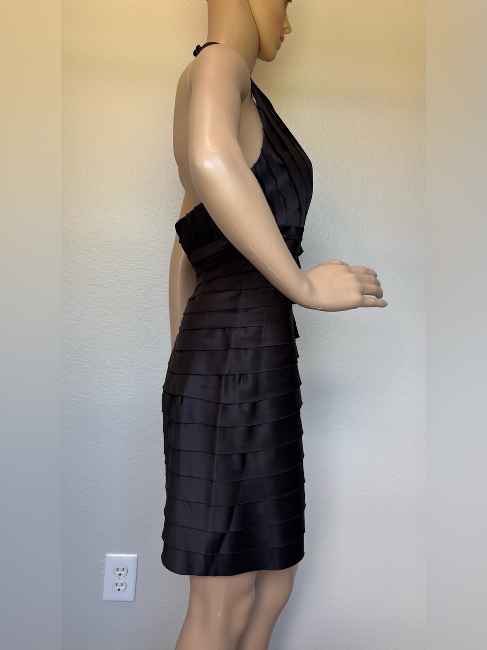 JS Collections Black Halter Bandage Cocktail Dress & Stole Wrap - Picture 7 of 15